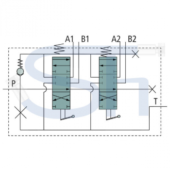 Steuerventil 80 l/min - 2 Sektionen - Doppeltwirkend inklusive Druckweiterführungspatrone