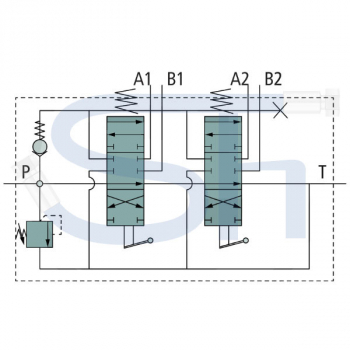 Steuerventil 80 l/min - 2 Sektionen - Doppeltwirkend, davon 1 x mit Schwimmstellung in Neutralposition