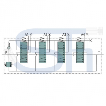 Steuerventil 50 l/min - 4 Sektionen - Einfachwirkend