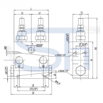 Schockventil R 3/4" 20 - 300 BAR - doppeltwirkend - mit Nachsaugung