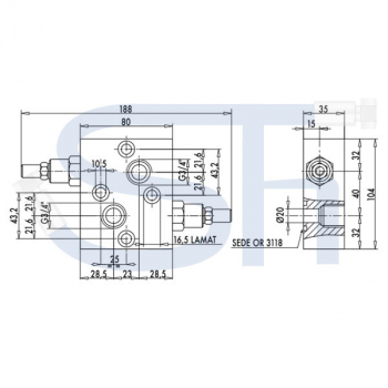 Schockventil R 3/4" 10 - 180 BAR - doppeltwirkend - zum direkten Aufflanschen auf BMT Motoren