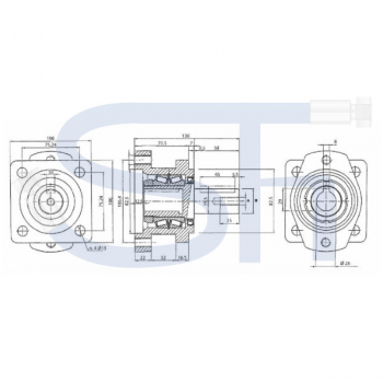 Vorsatzlager für Ölmotoren BMP, BMR, OMP, OMR - Welle 32mm