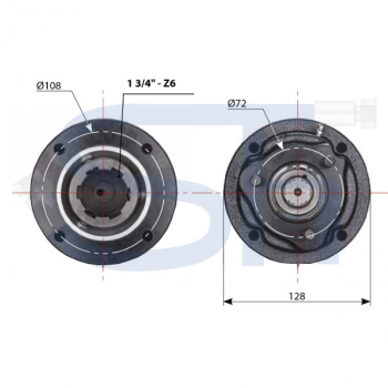 Vorsatzlager für DIN-Pumpen 1 3/4" - 6 Zähne