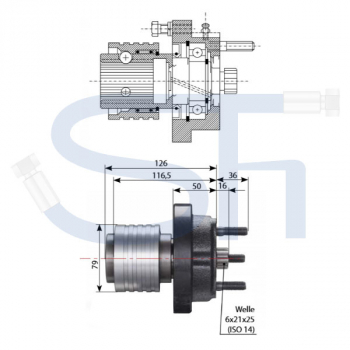 Vorsatzlager für DIN-Pumpen 1 3/4" - 6 Zähne