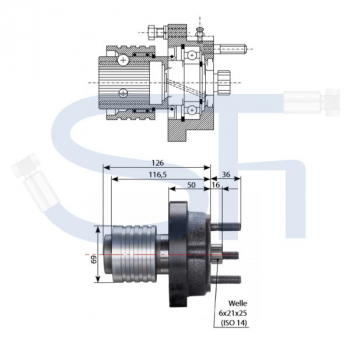 Vorsatzlager für DIN-Pumpen 1 3/8" - 21 Zähne