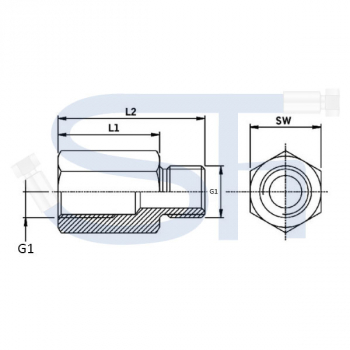 Verlängerungshülse R 1/8" L1 = 16,5