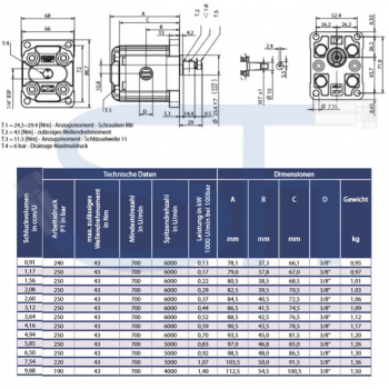 Zahnradmotor ViVoil - BG1 - 4,16ccm - Ø 25,40mm - Welle konisch 1:8 - Ölanschlüsse Innengewinde - reversierbar