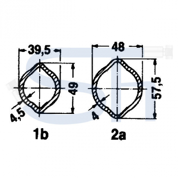 Profilrohre 1400mm - 57,5 x 48 x 4 - Profil 2a - WALTERSCHEID - Zitronenprofil