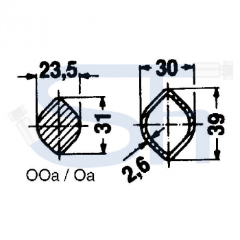 Profilrohre 800mm - 31 x 23,5 - Profil OOc - WALTERSCHEID - Zitronenprofil