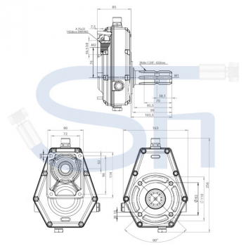 Zapfwellengetriebe BG2 - 1:3,8 - Standard - mit Stummel - ohne Pumpe