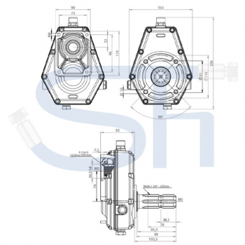 Zapfwellengetriebe BG2 - 1:3.8 - mit Stummel - 30ccm Pumpe BG2