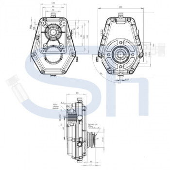 Zapfwellengetriebe BG3 - 1:3,8 - mit Schiebemuffe - 60ccm + 25ccm Doppelpumpe BG3/BG2