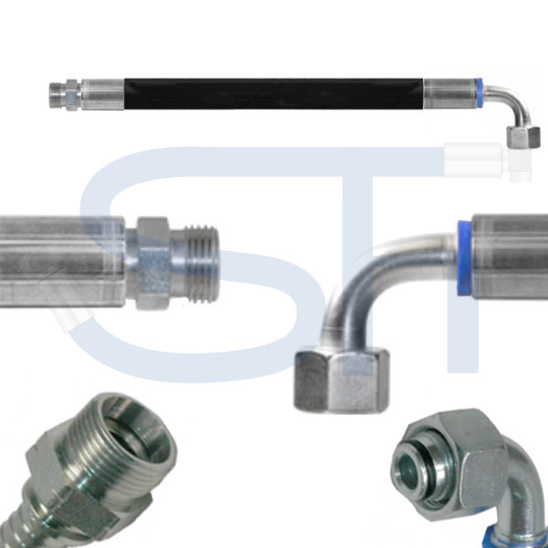 Hydromot Tuyau Hydraulique 2SC, BSP, DN06 1/4"_3/8", IG/AG, Adapté à