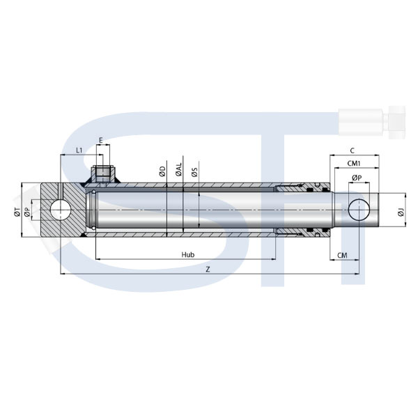 Schmid Hydraulik GmbH - Hydraulikzylinder 40/200 Hub - einfachwirkend mit  Loch