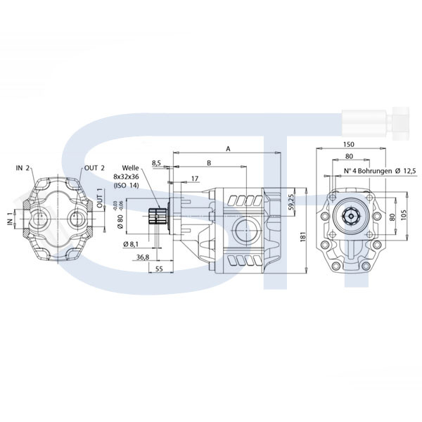 OMFB Guss Außenzahnradpumpe 85,96ccm - NPGH ISO - linksdrehend