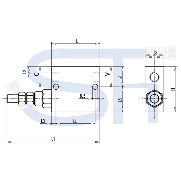 Druckfolgeventil R 1/2" 80 - 300 BAR - mit Umgehungsrückschlagventil