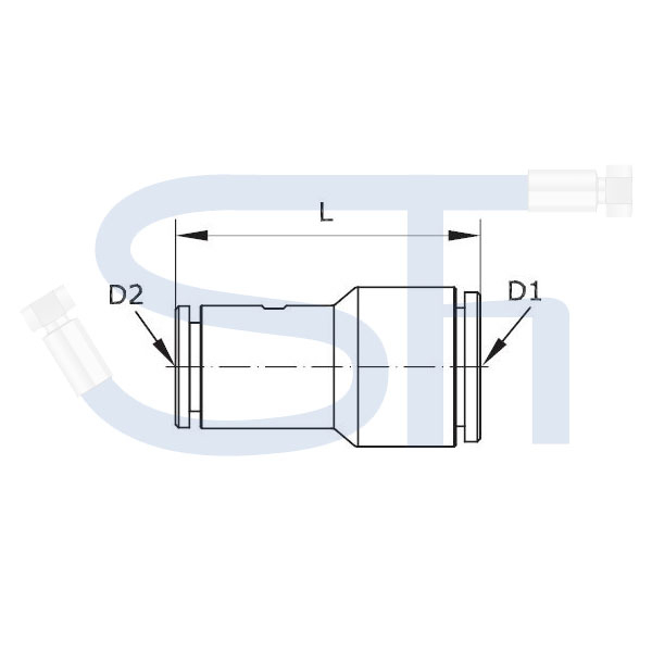 Gerader Reduziersteckverbinder 8mm - 6mm - Kunststoff