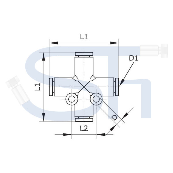 Kreuzsteckverbinder 8mm - Kunststoff