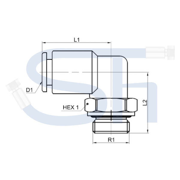 Winkelsteckverbinder zylindrisch 8mm - R 3/8" - Kunststoff