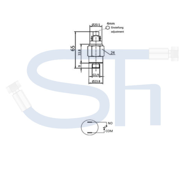 Druckschalter R 1/4" - 20-200 Bar einstellbar - Öffner