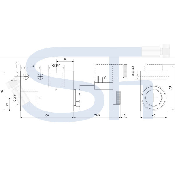 2/2-Wege Elektromagnetventil 150L R 3/4" - 12 V DC - stromlos offen - einseitig gesperrt