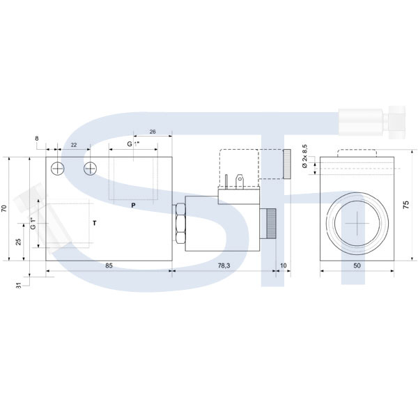 2/2-Wege Elektromagnetventil 180L R 1" - 24 V DC - stromlos geschlossen - beidseitig gesperrt