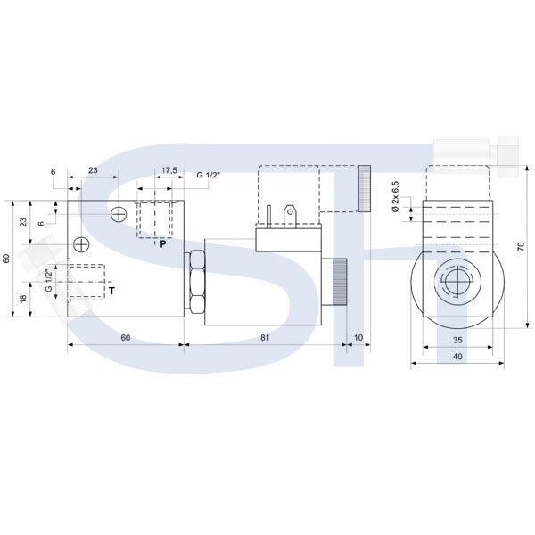 2/2-Wege Elektromagnetventil 60L R 1/2" - 24 V DC - stromlos geschlossen - einseitig gesperrt