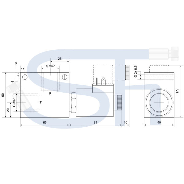 2/2-Wege Elektromagnetventil 80L R 3/4" - 12 V DC - stromlos geschlossen - einseitig gesperrt