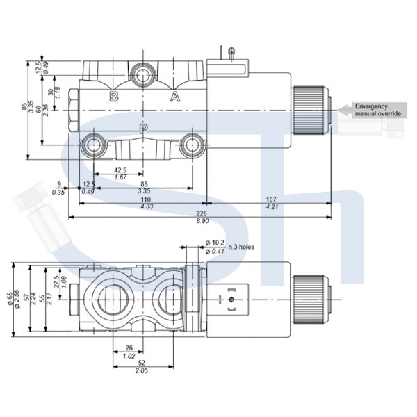 3/2-Wege Elektromagnetventil 140L R 3/4" - 12 V DC - mit Lecköl