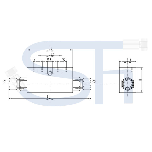 Entsperrbares Rückschlagventil R 1/2" AG - 15L - einfachwirkend - Sperrblock