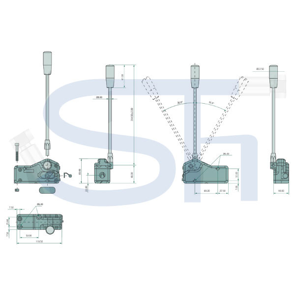 Einfachschalthebel 50 l/min für Handhebelventile