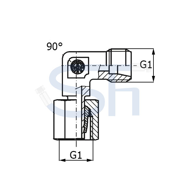 Einstellbare Winkelverschraubung 90° 35L