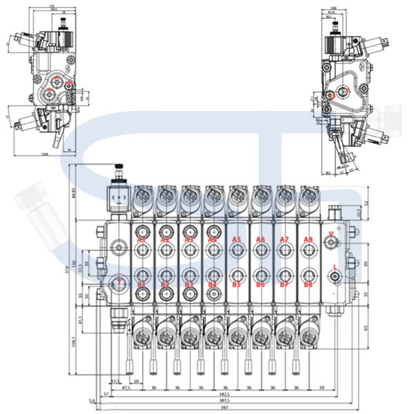 Forstkranventil 120 l/min - 24 V - 8 Funktionen - für Rückewagen - Konstantpumpe - proportional - DPX 100