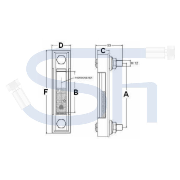 Füllstandsanzeige 76mm - M12 - mit Thermometer