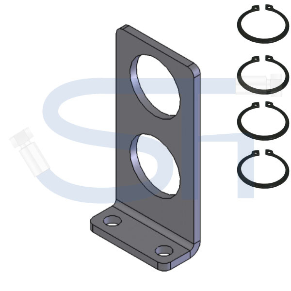 Abreißhalter / Halter 2-fach - Senkrecht für Steckkupplung BG3 mit 4 Seegeringen / Halter für Muffe