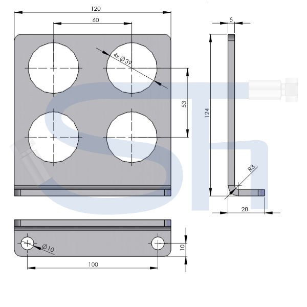 Abreißhalter / Halter 4-fach für Steckkupplung BG3 mit 8 Seegeringen / Halter für Muffe