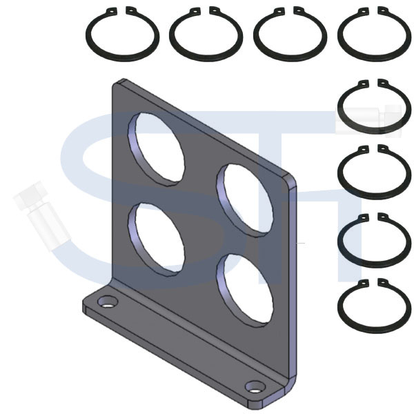 Abreißhalter / Halter 4-fach für Steckkupplung BG3 mit 8 Seegeringen / Halter für Muffe