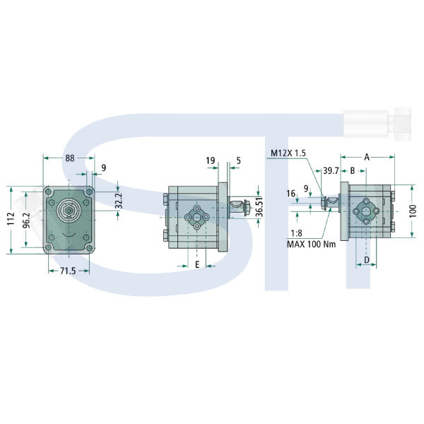 Zapfwellengetriebe BG2 - 1:3.8 - mit Schiebemuffe - 16ccm Pumpe BG2