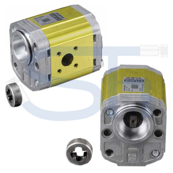 Hydraulikpumpe ViVoil - BG2 - 34,2ccm - Ø 52mm BH - Welle gefräßt 8mm - zurückgesetzt - Ölanschlüsse BOSCH Flansch - linksdrehend