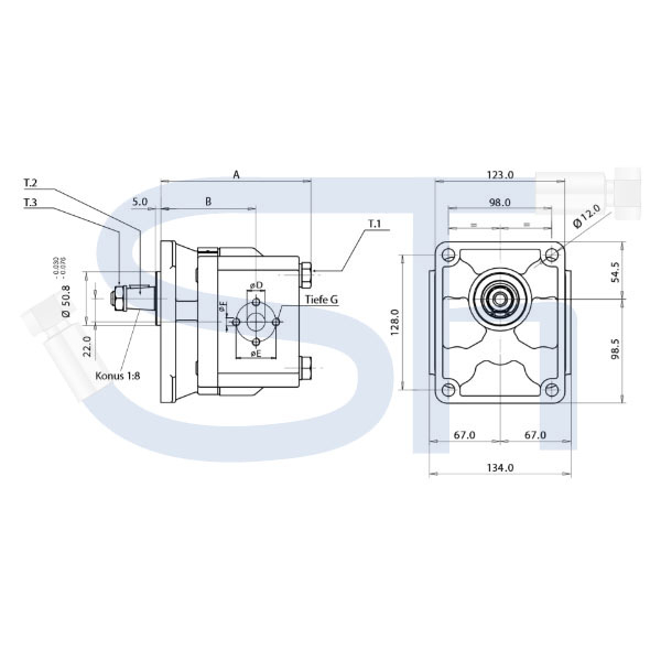 Hydraulikpumpe 34ccm - BG3 - Konus 1:8 - Stahl