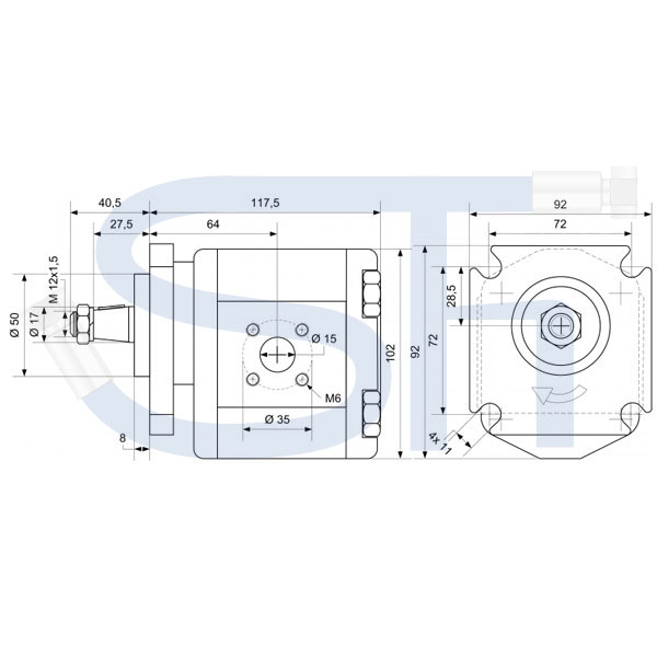 UNIMOG / MB-TRUCK - Hydraulikpumpe 16ccm - BG2 - Konus 1:5 - rechtsdrehend - Außenzahnradpumpe