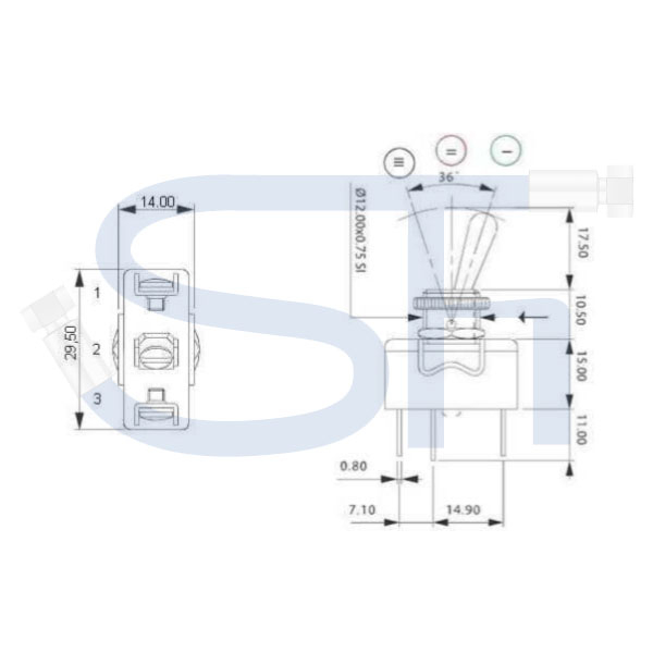 Hebelschalter mit 2 Funktionen - 1 x Raste & 1 x Federrückstellung