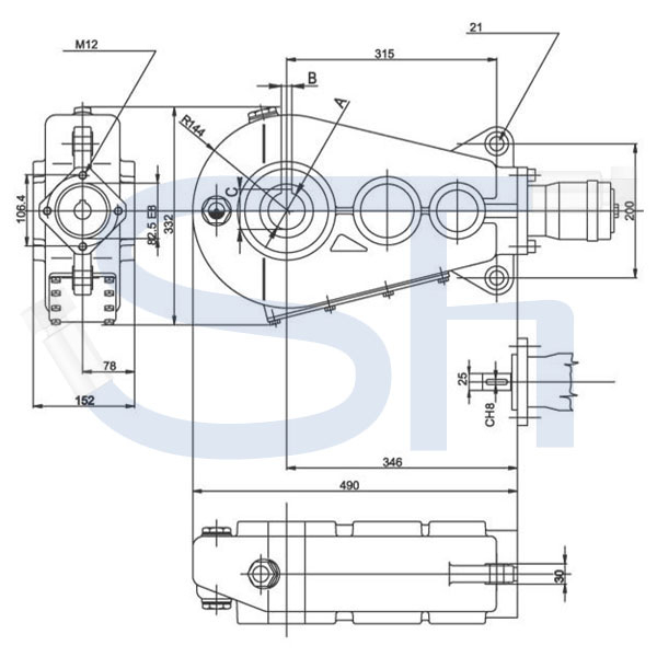 Kratzbodengetriebe RT400-50 - Übersetzung 35,2:1 - 25mm Welle