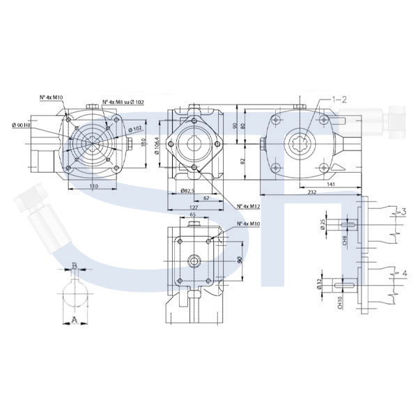 Kratzbodengetriebe RT90EC-35-2 - Übersetzung 3,1:1 - 32mm Welle