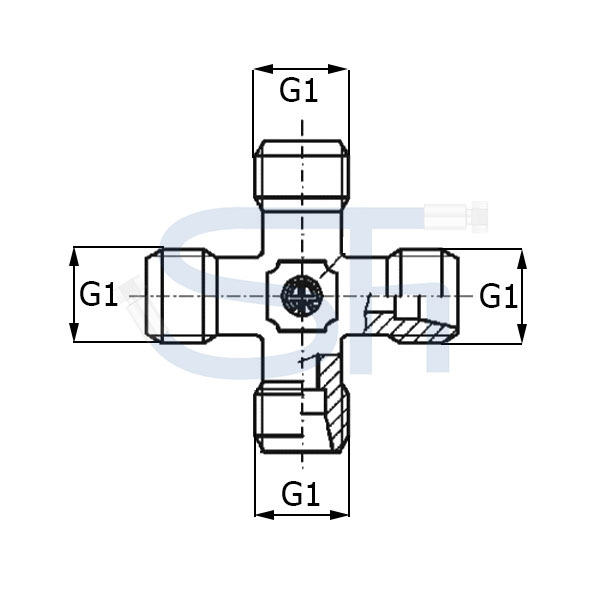 Kreuzverschraubung R 3/8"