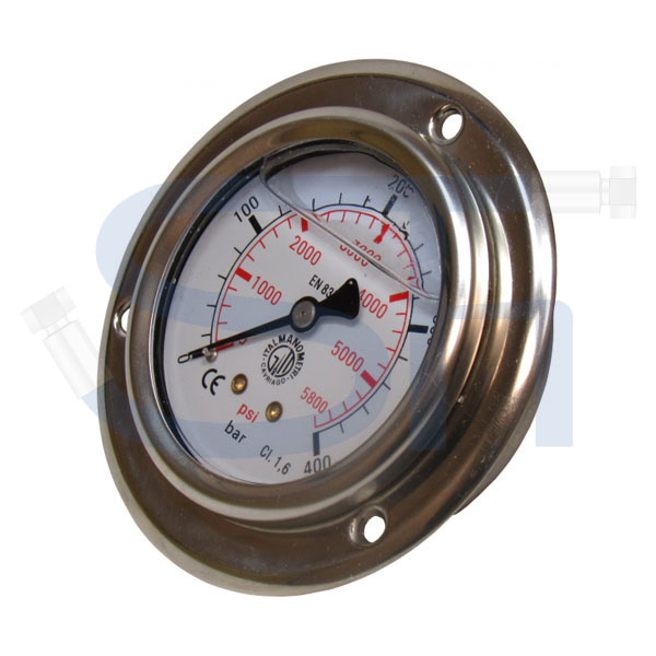 Manometer Ø 63 - 0 - 250 BAR - R 1/4" hinten zentriert für Tafeleinbau