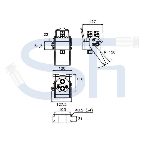 Multikupplung FASTER BG2 2-fach R 1/2" - quadratisch - Nippelseite (Loshälfte) - 2P206