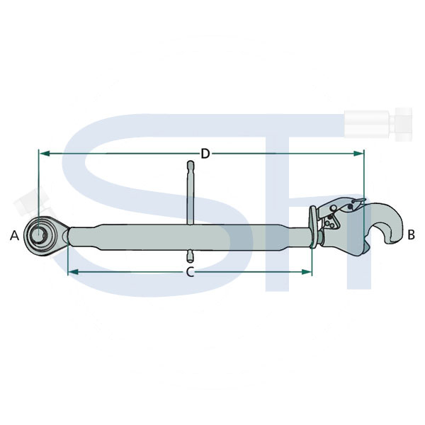 Mechanischer Oberlenker Kat. 2 - Länge 590mm - M 30x3,5 - mit Fanghaken