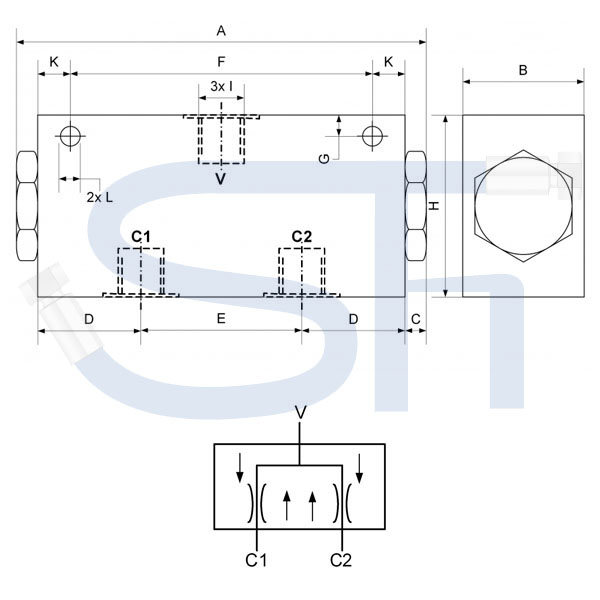 Mengenteiler / Stromteiler 50:50 - 6,5-12 Liter - Aluminium