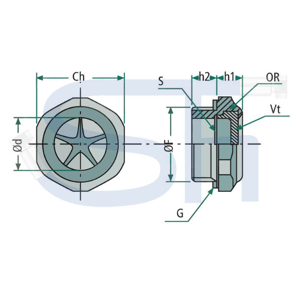 Ölstandsschauglas aus Aluminium R 1/2"